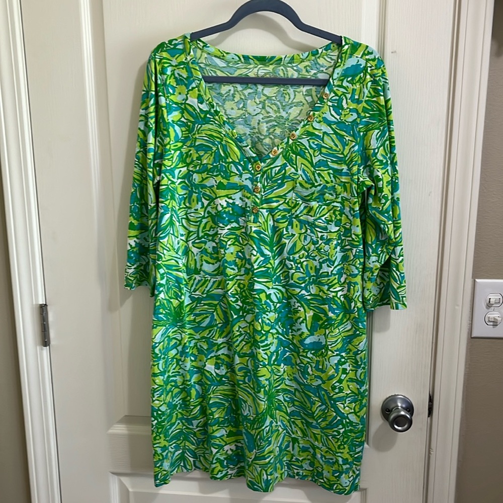 Lilly Pulitzer Pima Cotten long sleeve shirt dress xl